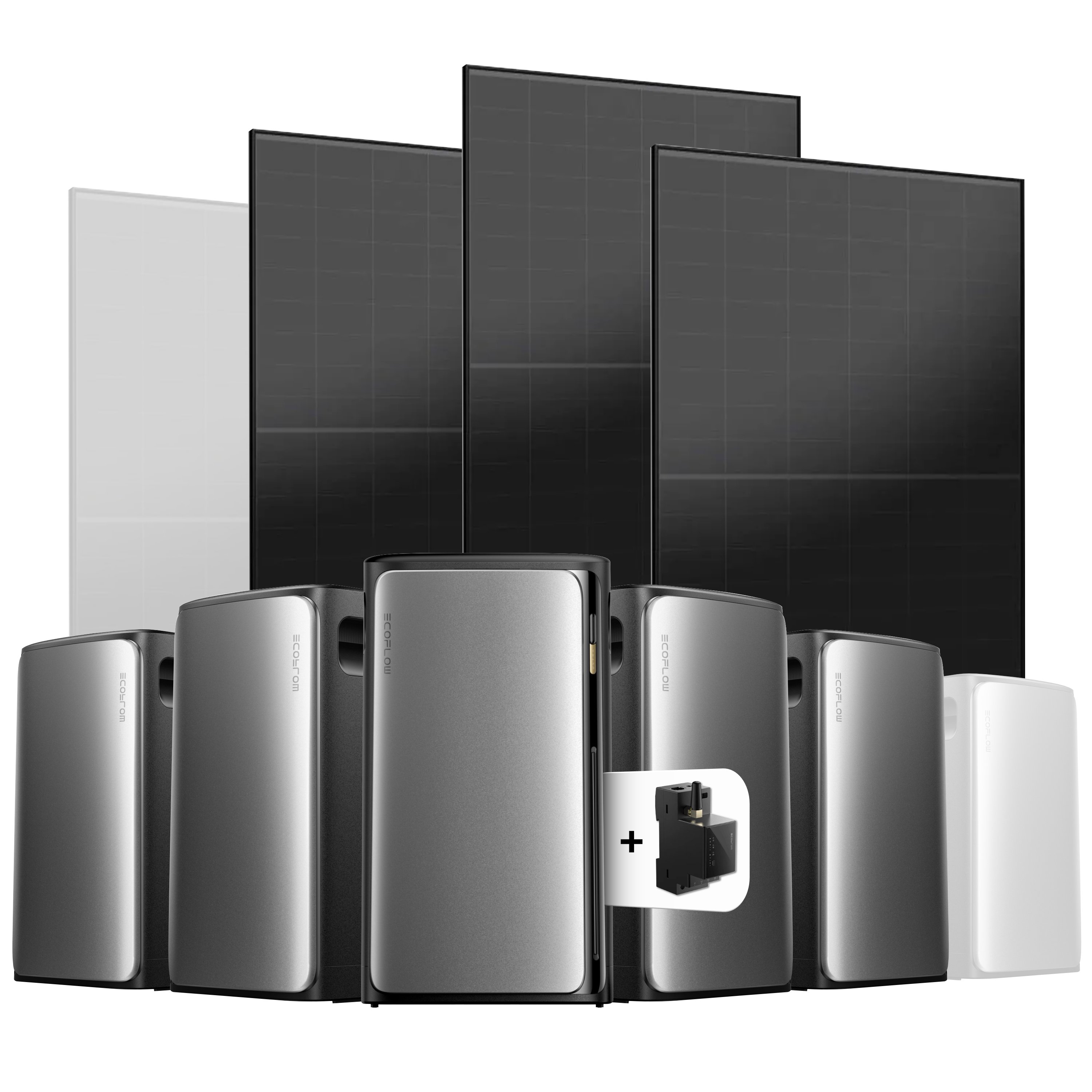 EcoFlow Stream Balkonkraftwerk Set 1500 Wp — Stream Ultra / 500 Wp (Full Black) / 3 Module / 9,6 kWh / mit EcoFlow Smart Meter