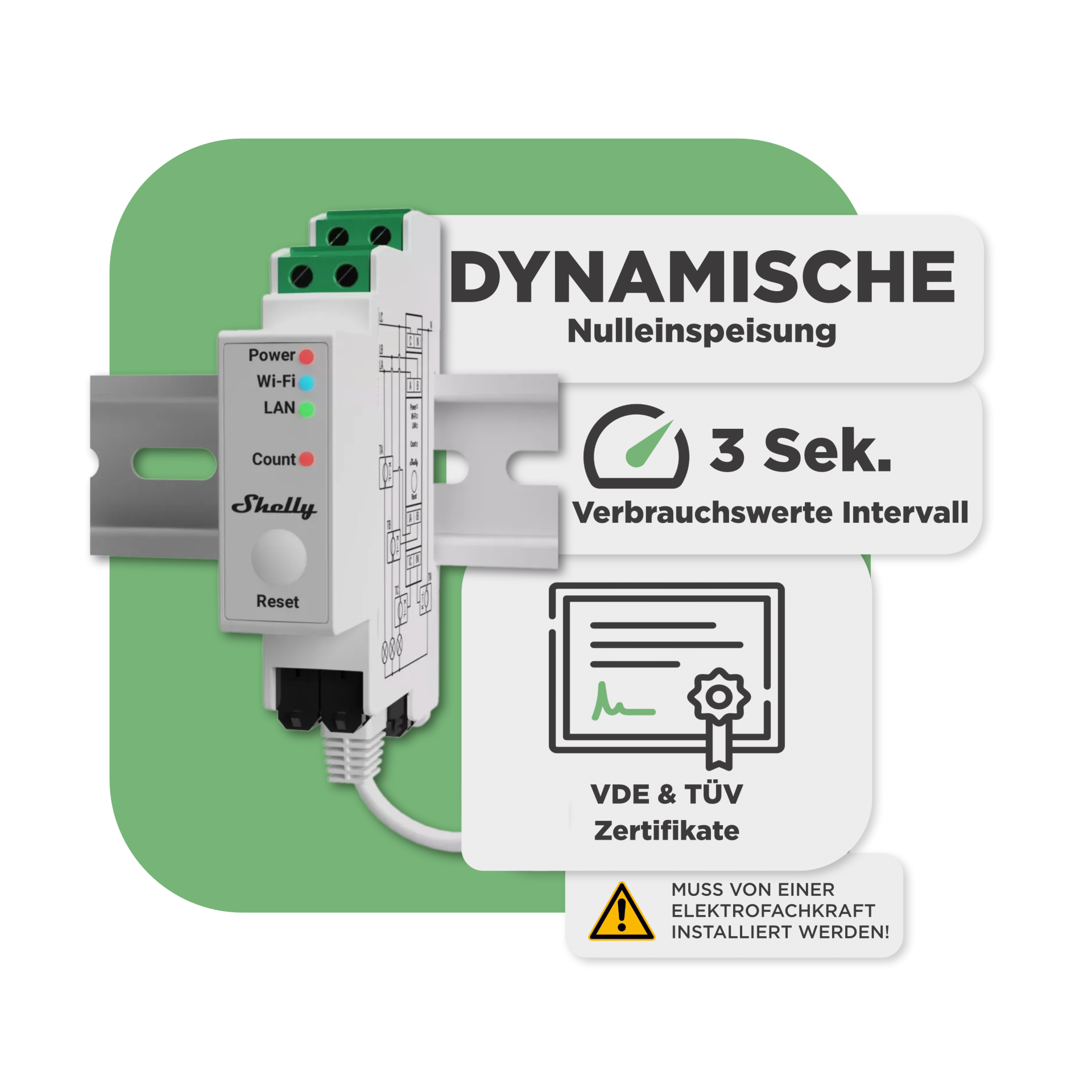 Sunlit Balkonkraftwerkspeicher — 8.600 Wh / mit Shelly 3EM Pro / 2000 W (Deye-SUN-M) / 20 m Schuko Kabel / 10 x Trina 450 Wp Full Black