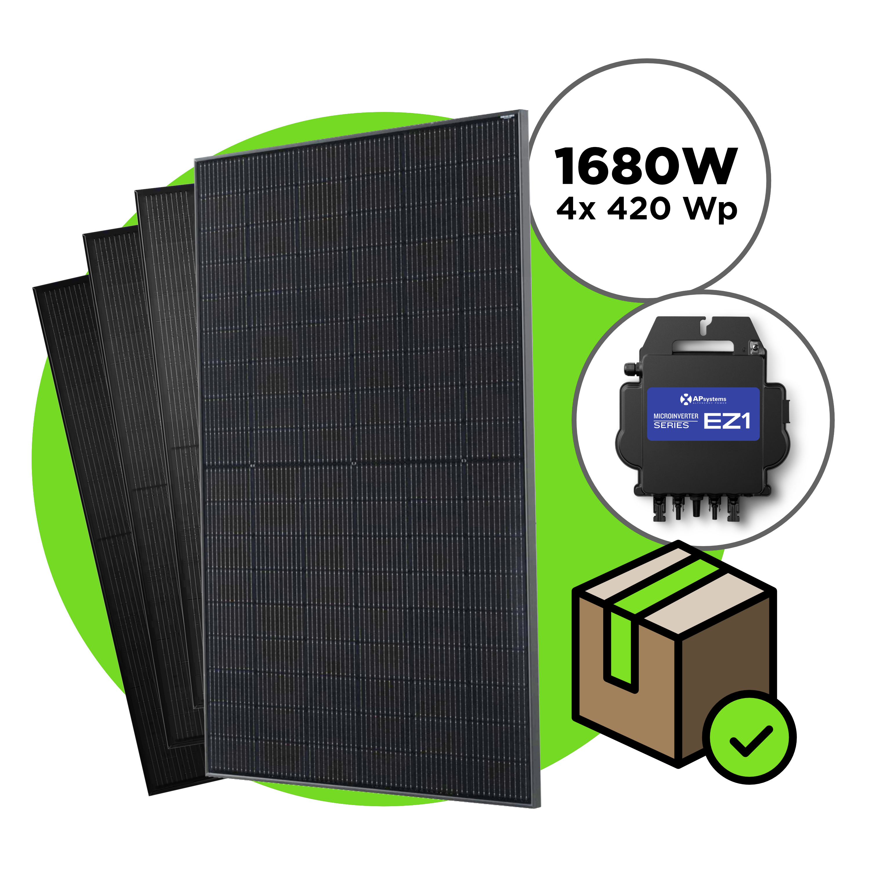 1680 Wp Full Black Balkonkraftwerk mit 4 Modulen — Apsystems 600 W - 800 W