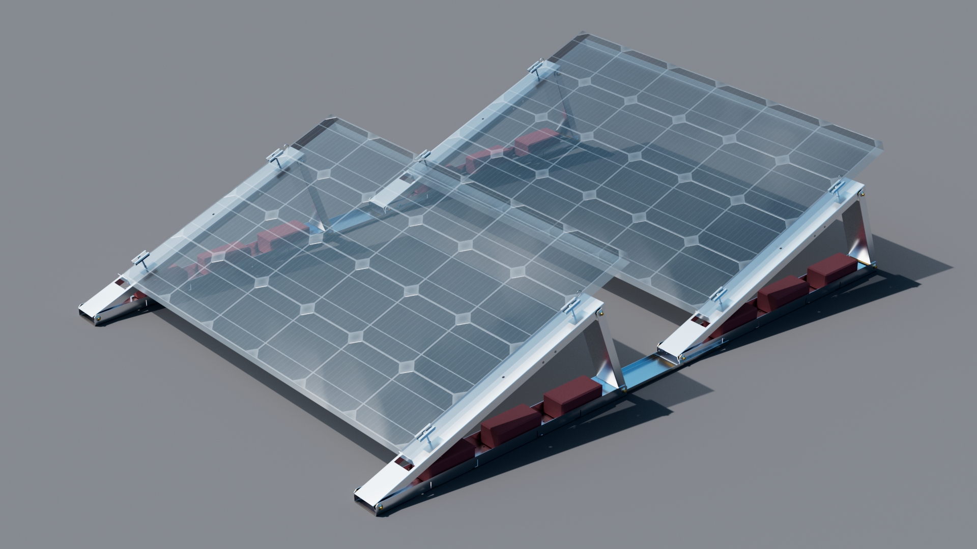 Balkonkraftwerk-Aufständerung — Flachdach  für 2 x PV-Module (hintereinander) RH 30 mm und 35 mm Balkonkraftwerk-Aufständerung — Flachdach  für 2 x PV-Module (hintereinander) RH 30 mm und 35 mm