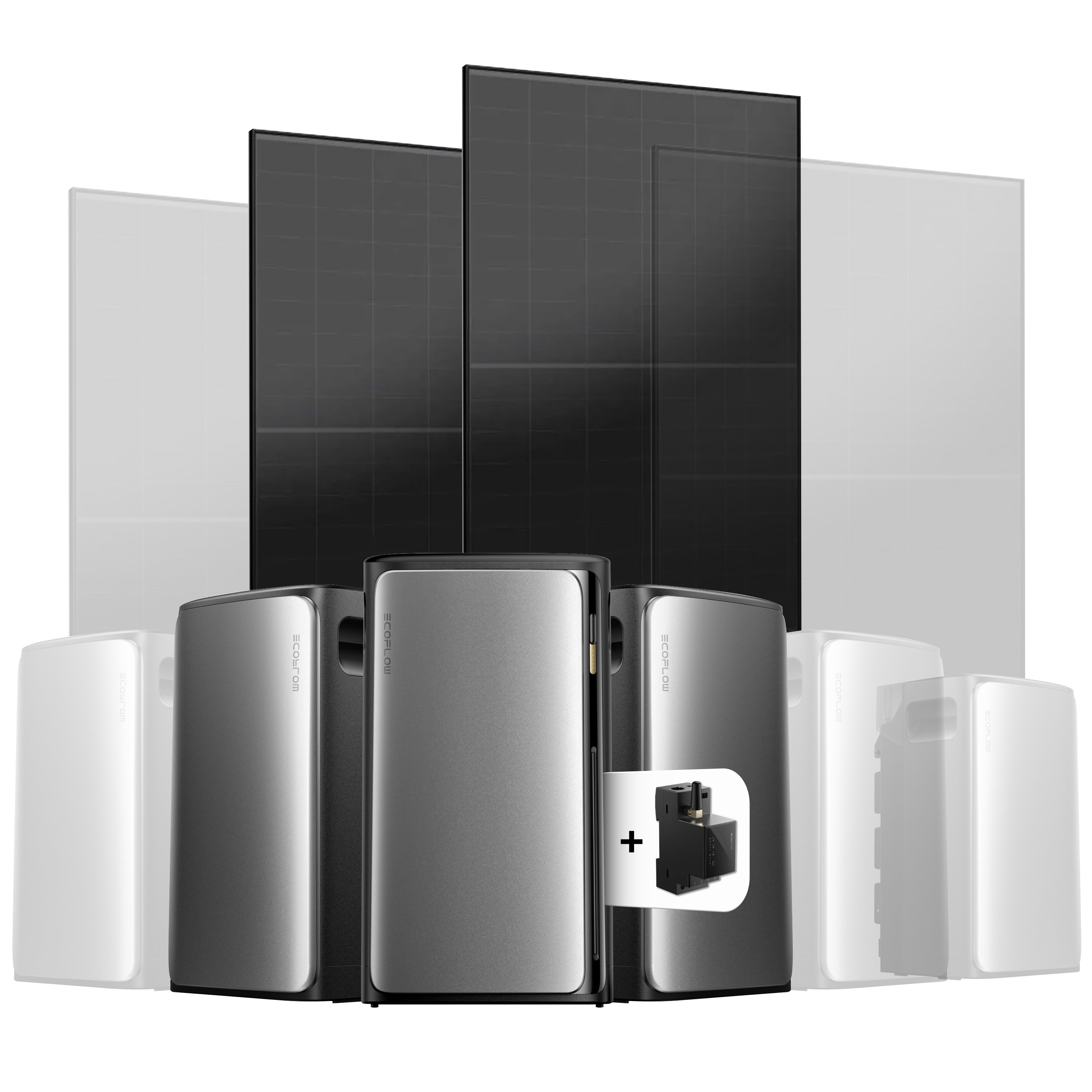 EcoFlow Stream Balkonkraftwerk Set 1000 Wp — Stream Ultra / 500 Wp (Full Black) / 2 Module / 5,76 kWh / mit EcoFlow Smart Meter