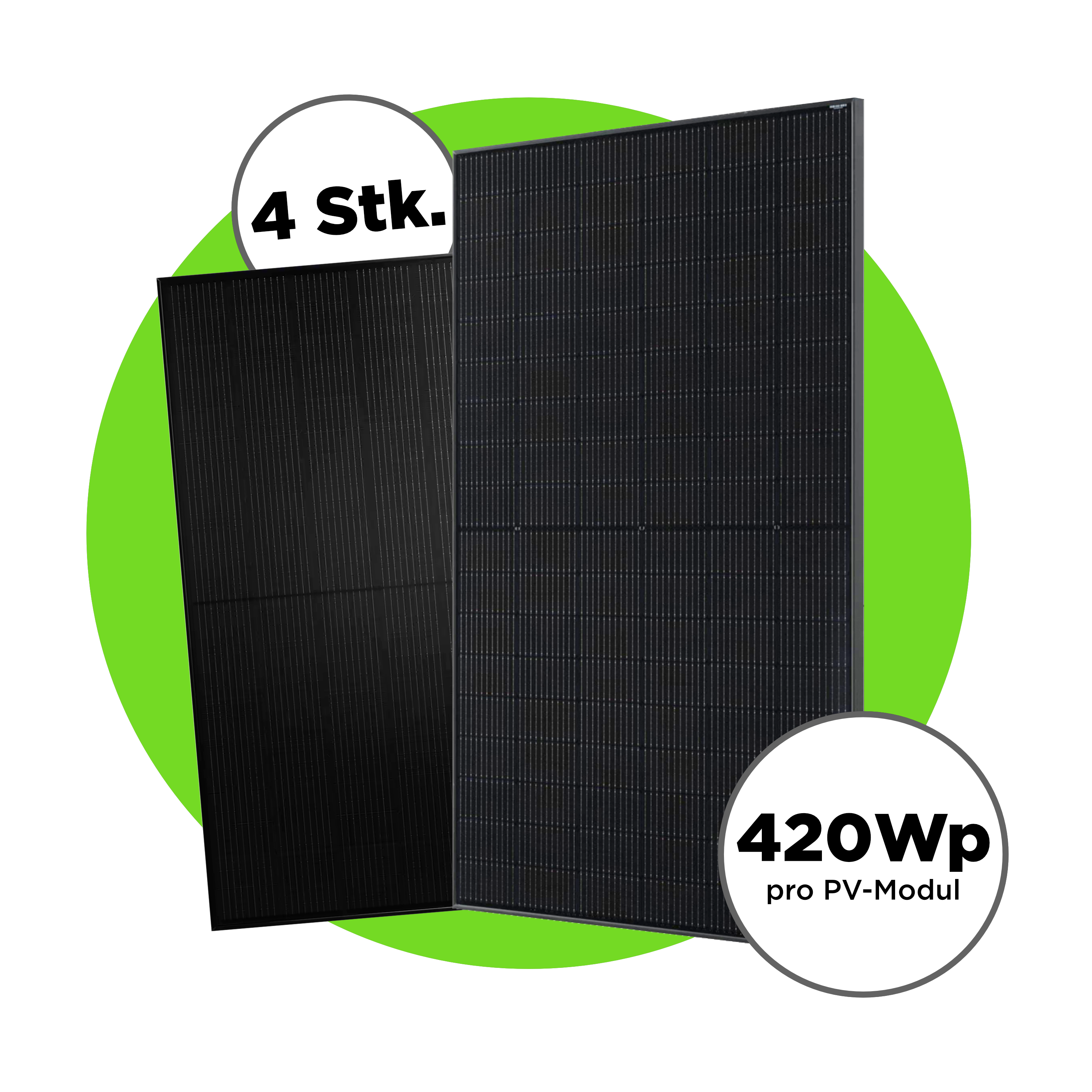 1680 Wp Full Black Balkonkraftwerk mit 4 Modulen — Apsystems 600 W - 800 W / 4er Trapezblech Set (4 Module) / 5 m