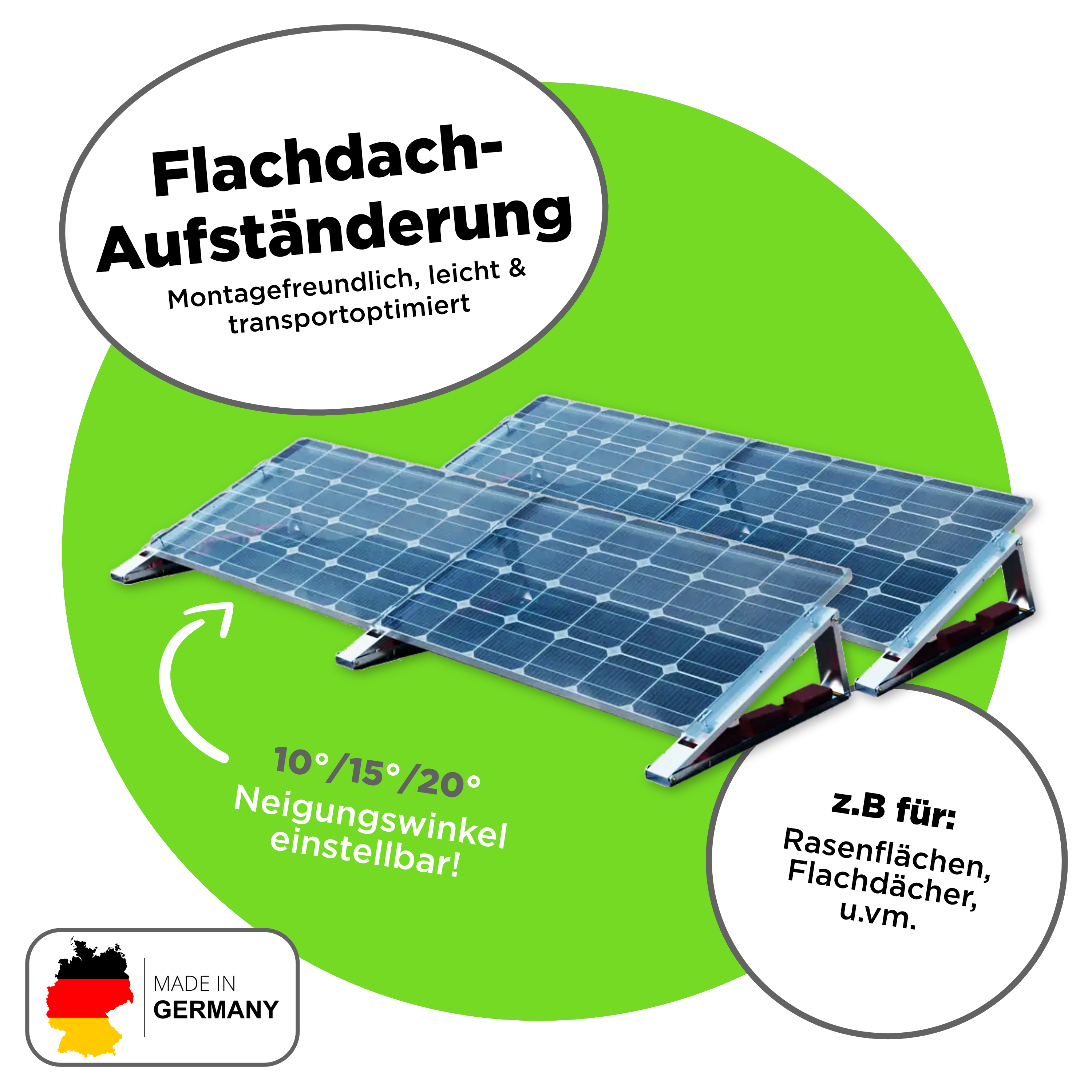 1720 Wp Bifacial Full Black Balkonkraftwerk mit 4 Modulen — Apsystems EZ1-M / 4er Flachdach Set (2 x 2 Module hintereinander) / 5 m