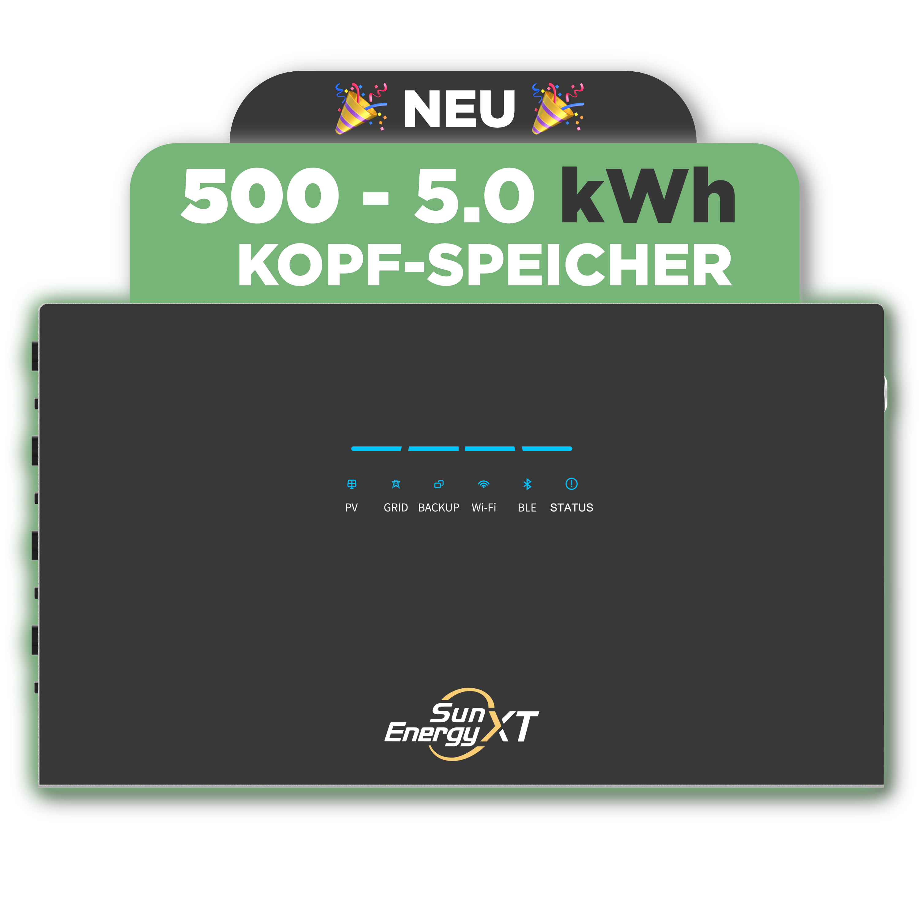 SunEnergyXT 500 — 5 kWh Balkonkraftwerk Speicher mit 800W Wechselrichter, 4 MPPT & Notstromfunktion (LFP, erweiterbar auf 30 kWh)