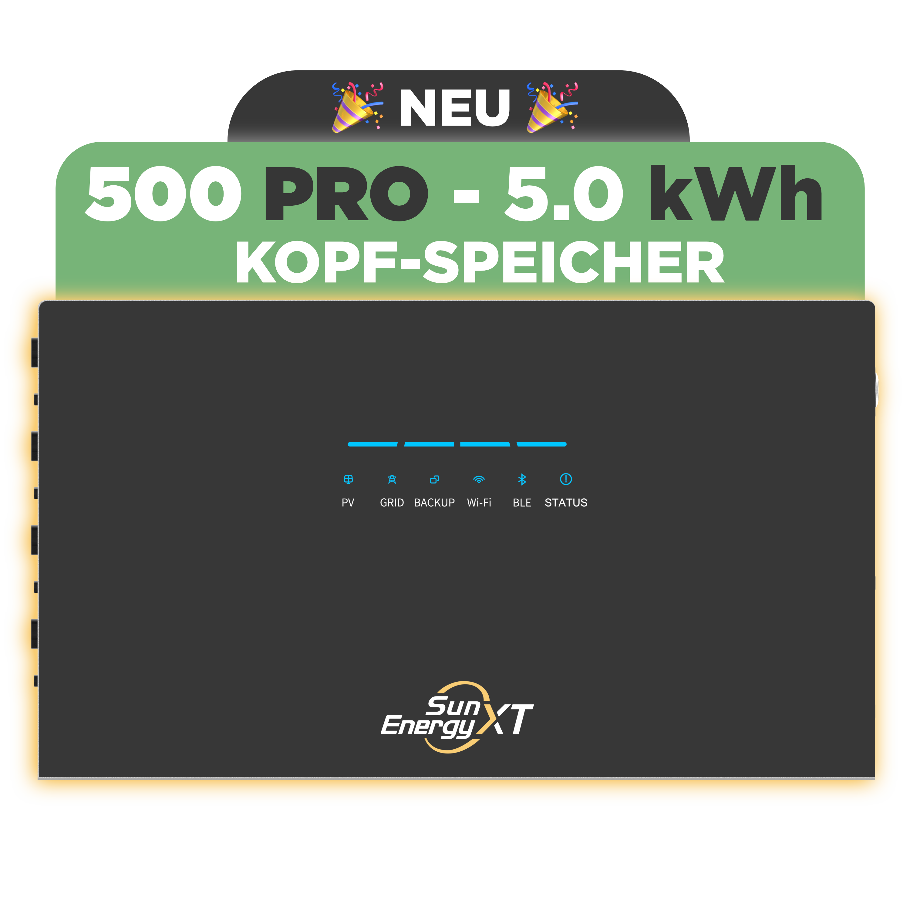 SunEnergyXT 500 PRO — 5 kWh Balkonkraftwerk Speicher mit 2.400W Wechselrichter, 4 MPPT & Notstromfunktion (LFP, erweiterbar auf 30 kWh)