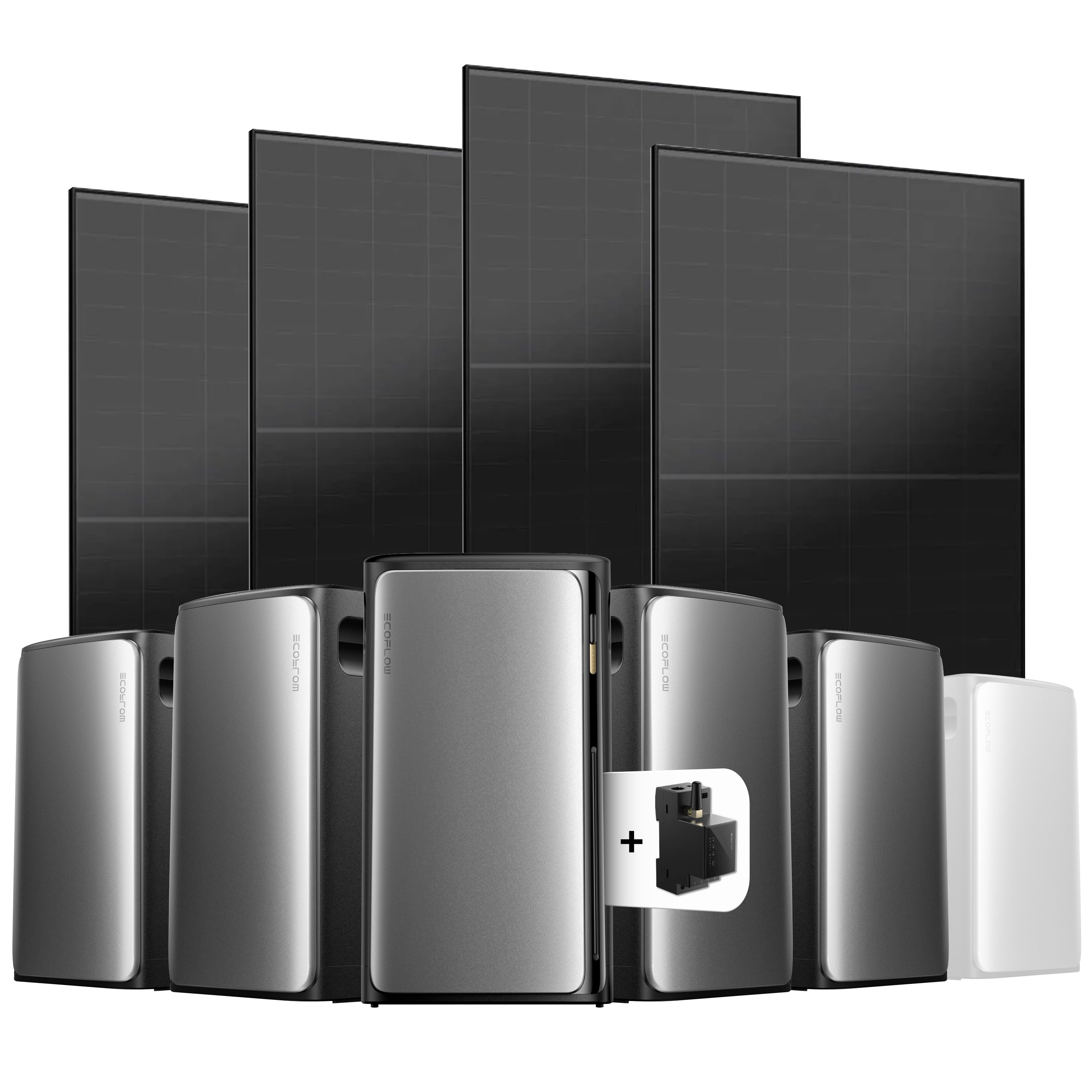 EcoFlow Stream Balkonkraftwerk Set 2000 Wp — Stream Ultra / 500 Wp (Full Black) / 4 Module / 9,6 kWh / mit EcoFlow Smart Meter