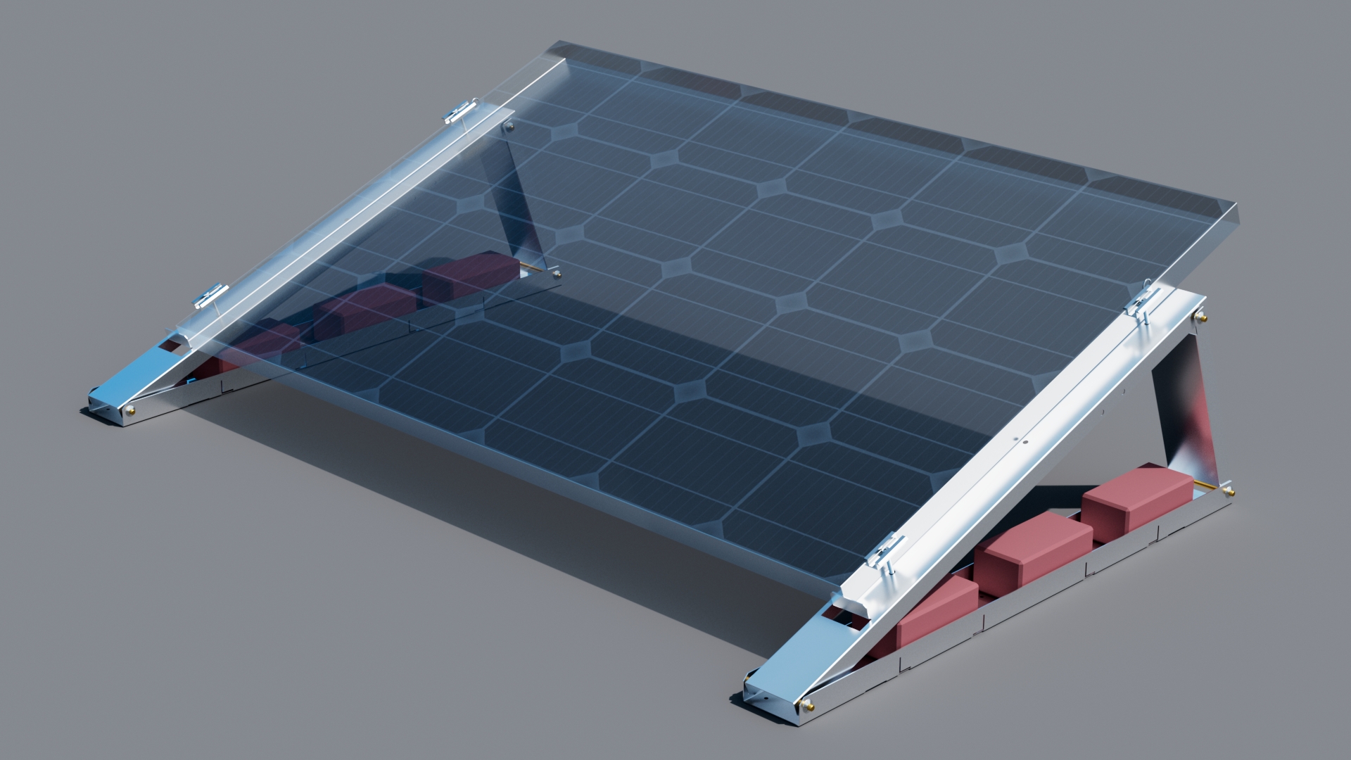 Balkonkraftwerk-Aufständerung — Flachdach  für 1  x PV-Modul RH 30 mm und 35 mm Balkonkraftwerk-Aufständerung — Flachdach  für 1  x PV-Modul RH 30 mm und 35 mm