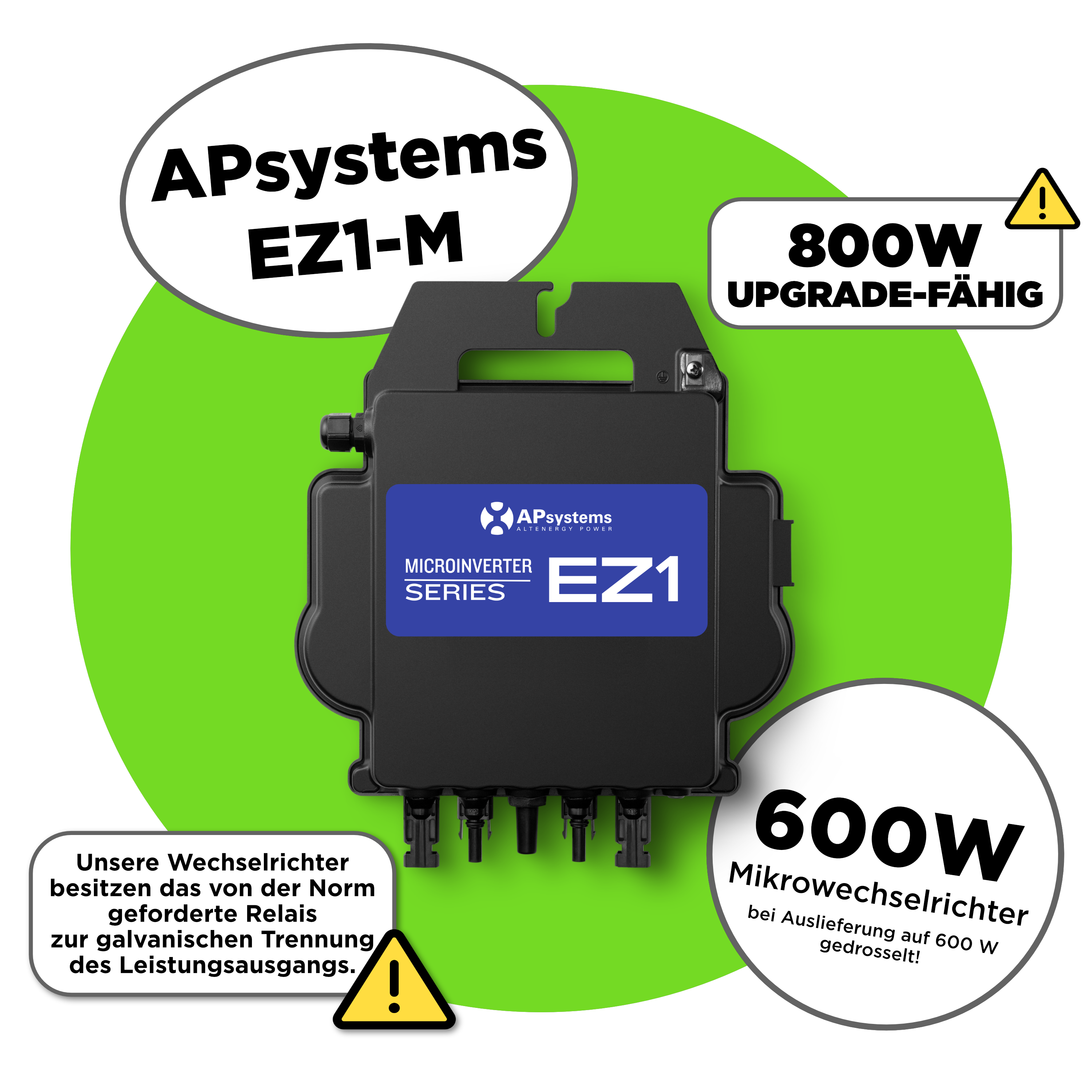 1680 Wp Full Black Balkonkraftwerk mit 4 Modulen — Apsystems 600 W - 800 W / 4er Trapezblech Set (4 Module) / 5 m