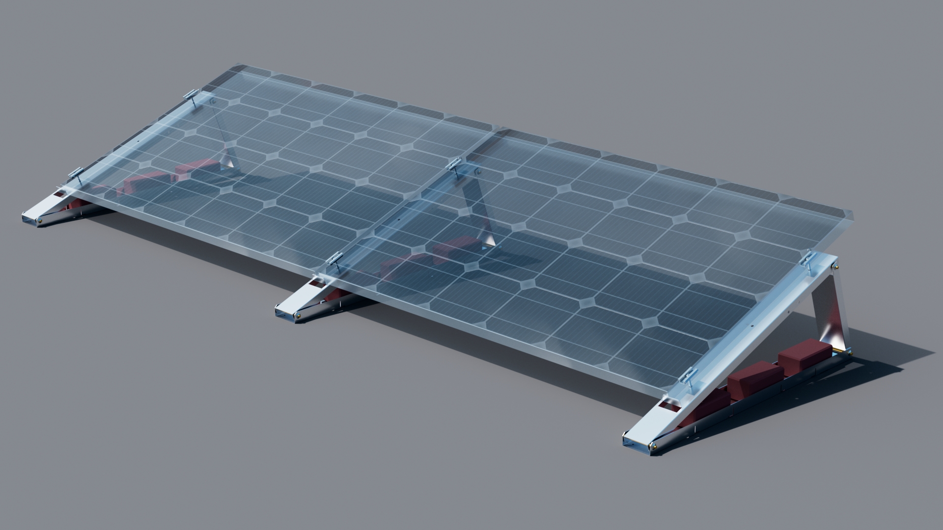 Balkonkraftwerk-Aufständerung — Flachdach  für 2 x PV-Module (nebeneinander) RH 30 mm und 35 mm