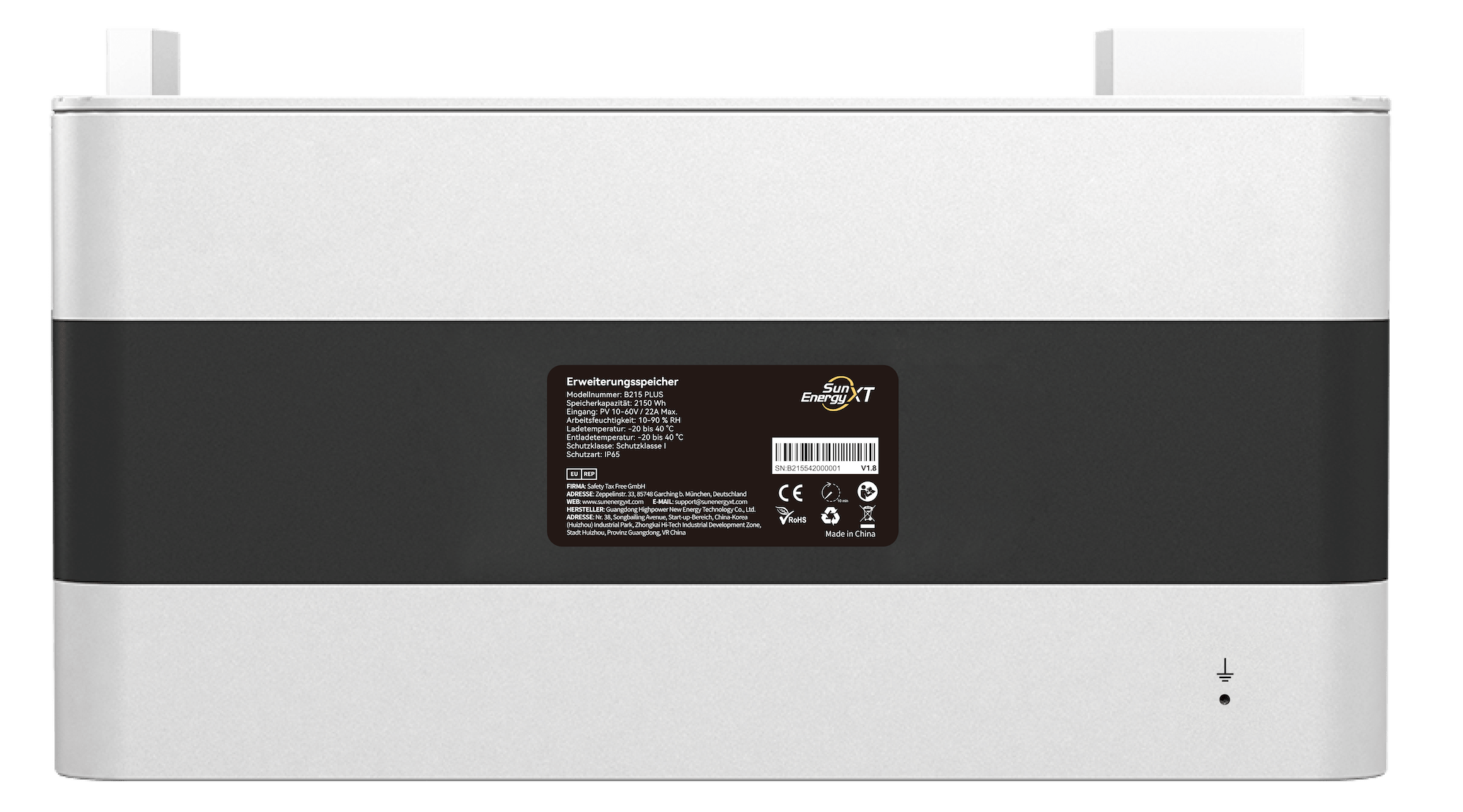 SunEnergyXT B215 PLUS — Erweiterungsspeicher für SunEnergyXT Balkonkraftwerkspeicher - Erweiterungsmodul 2.150 Wh