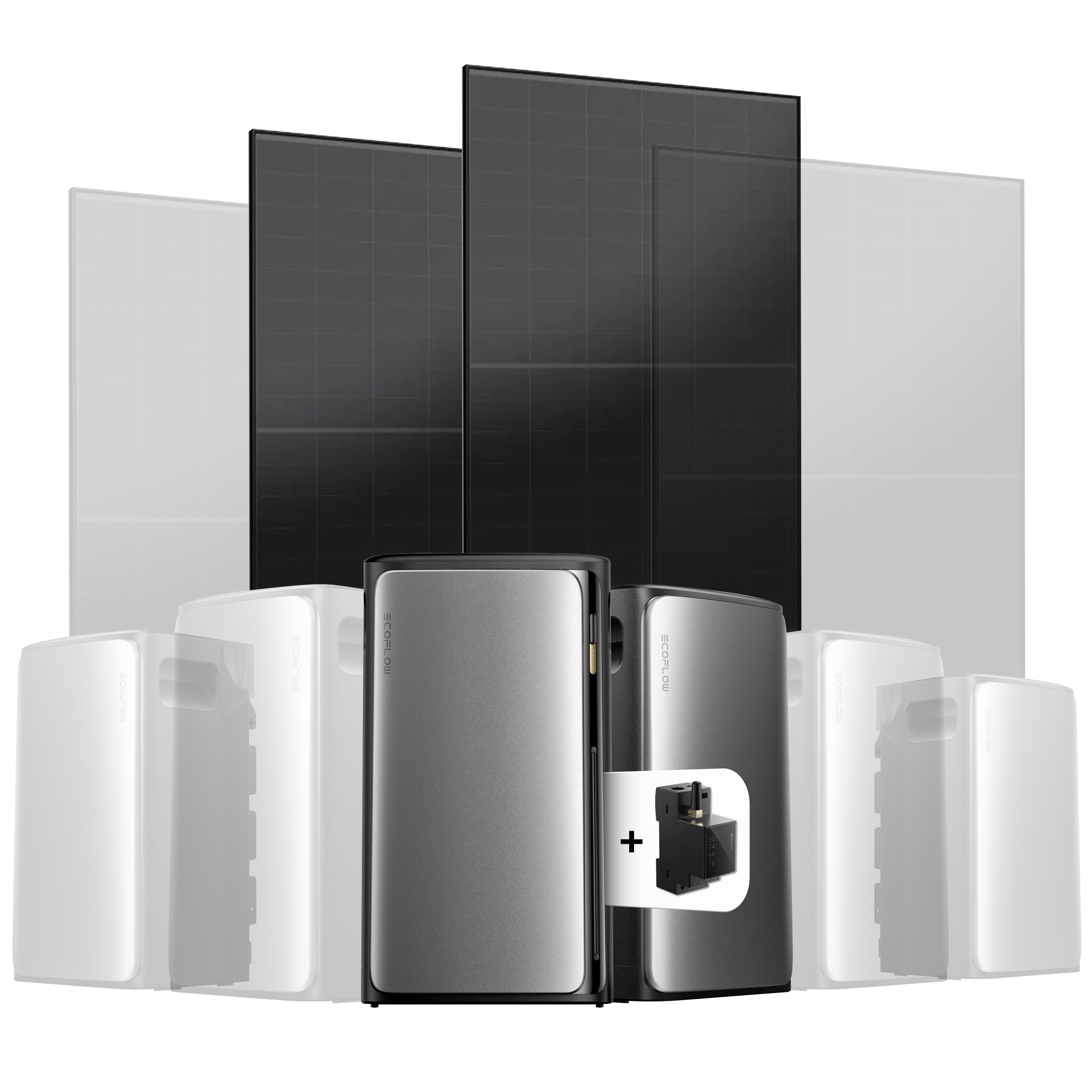 EcoFlow Stream Balkonkraftwerk Set 1000 Wp — Stream Ultra / 500 Wp (Full Black) / 2 Module / 3,84 kWh / mit EcoFlow Smart Meter