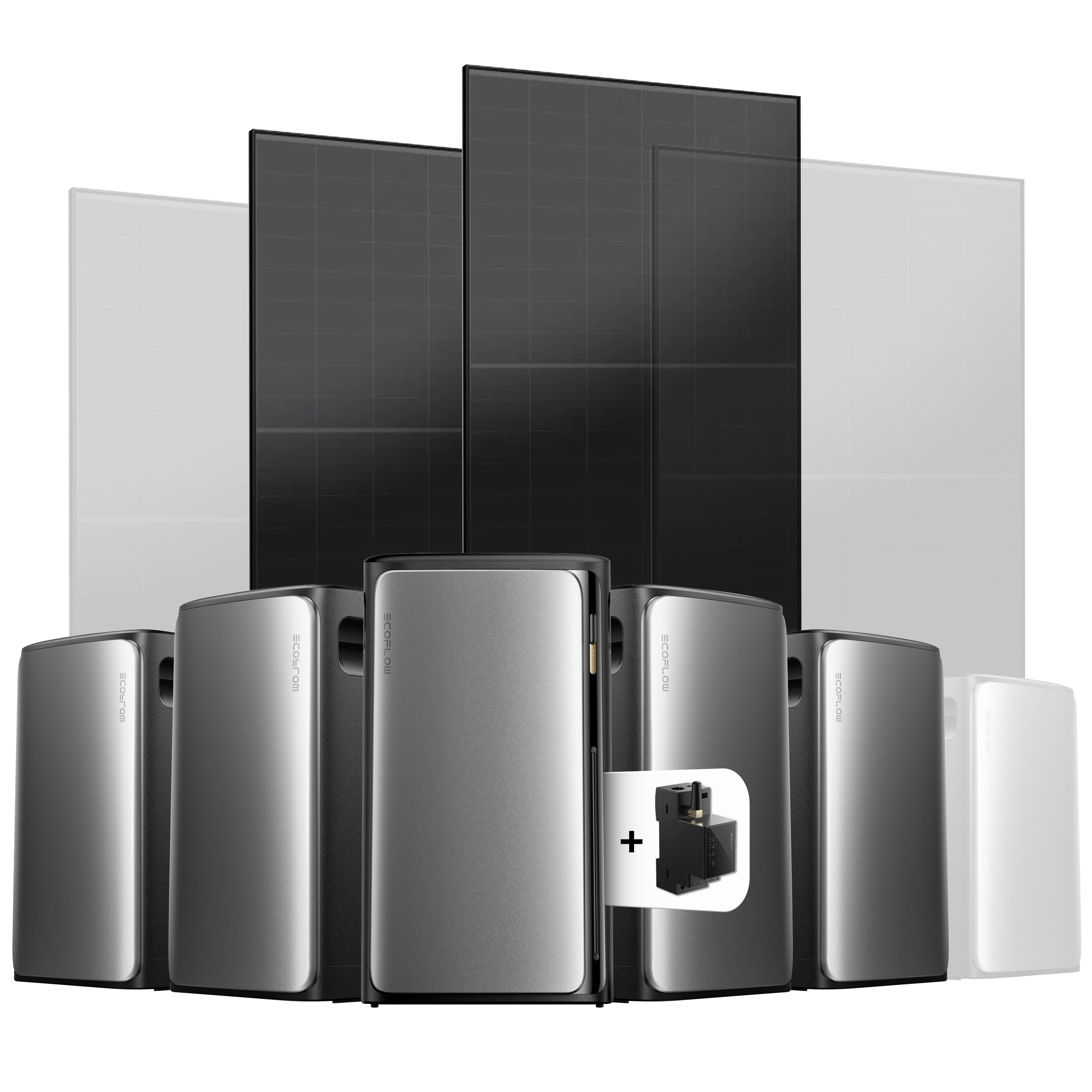 EcoFlow Stream Balkonkraftwerk Set 1000 Wp — Stream Ultra / 500 Wp (Full Black) / 2 Module / 9,6 kWh / mit EcoFlow Smart Meter