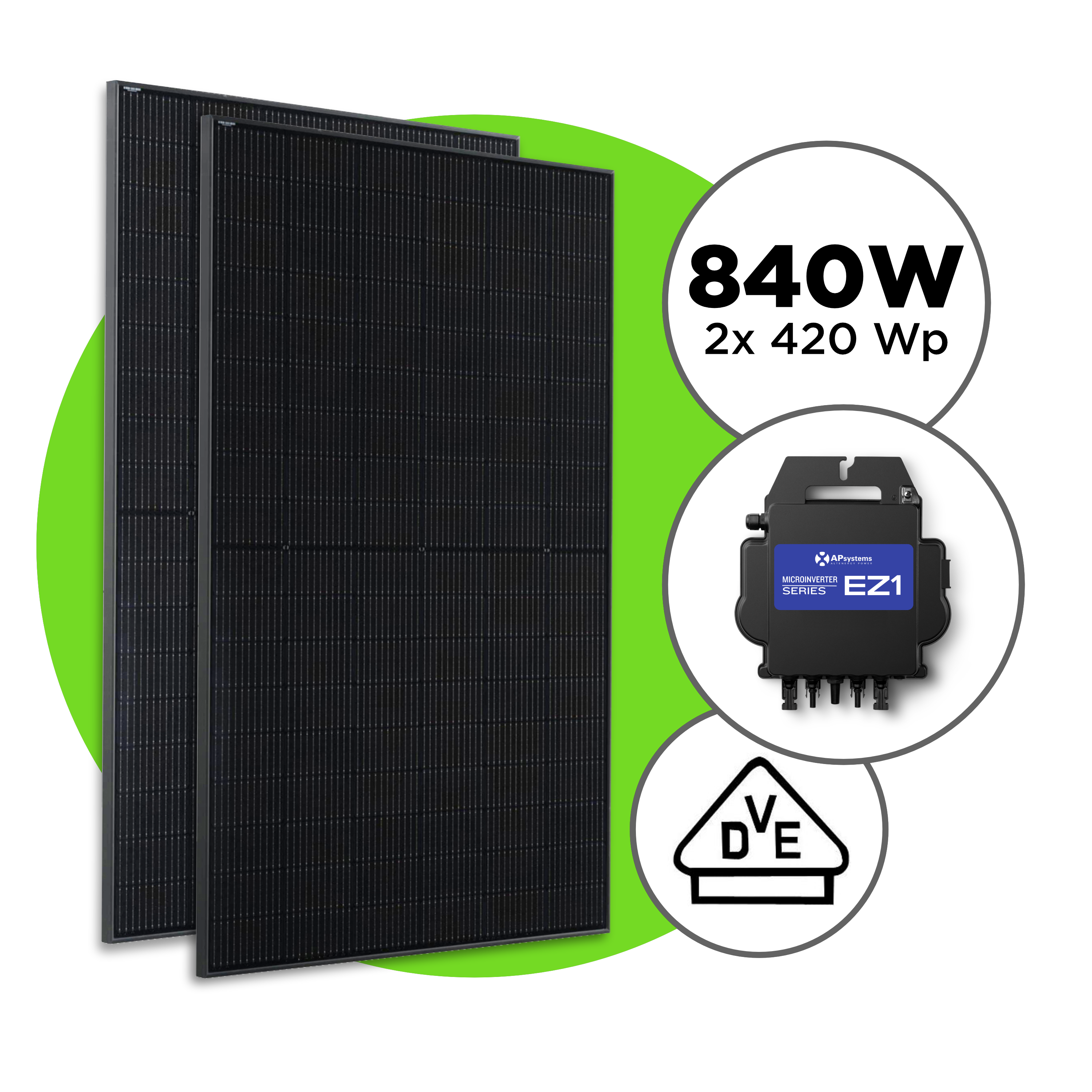 840 Wp Full Black Balkonkraftwerk mit 2x Trina Vertex S Modul —  APsystems EZ1 600 W - 800 W