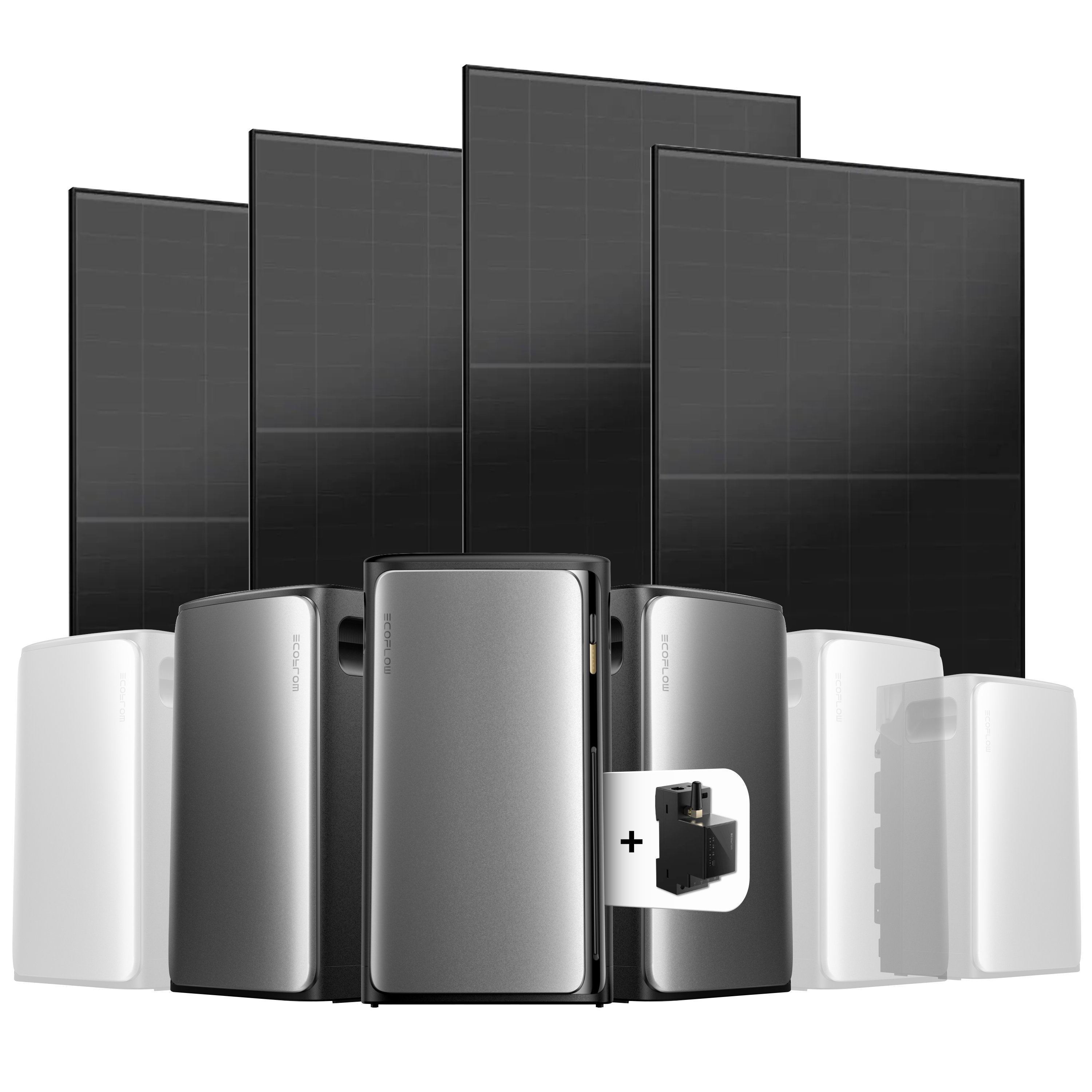 EcoFlow Stream Balkonkraftwerk Set 2000 Wp — Stream Ultra / 500 Wp (Full Black) / 4 Module / 5,76 kWh / mit EcoFlow Smart Meter