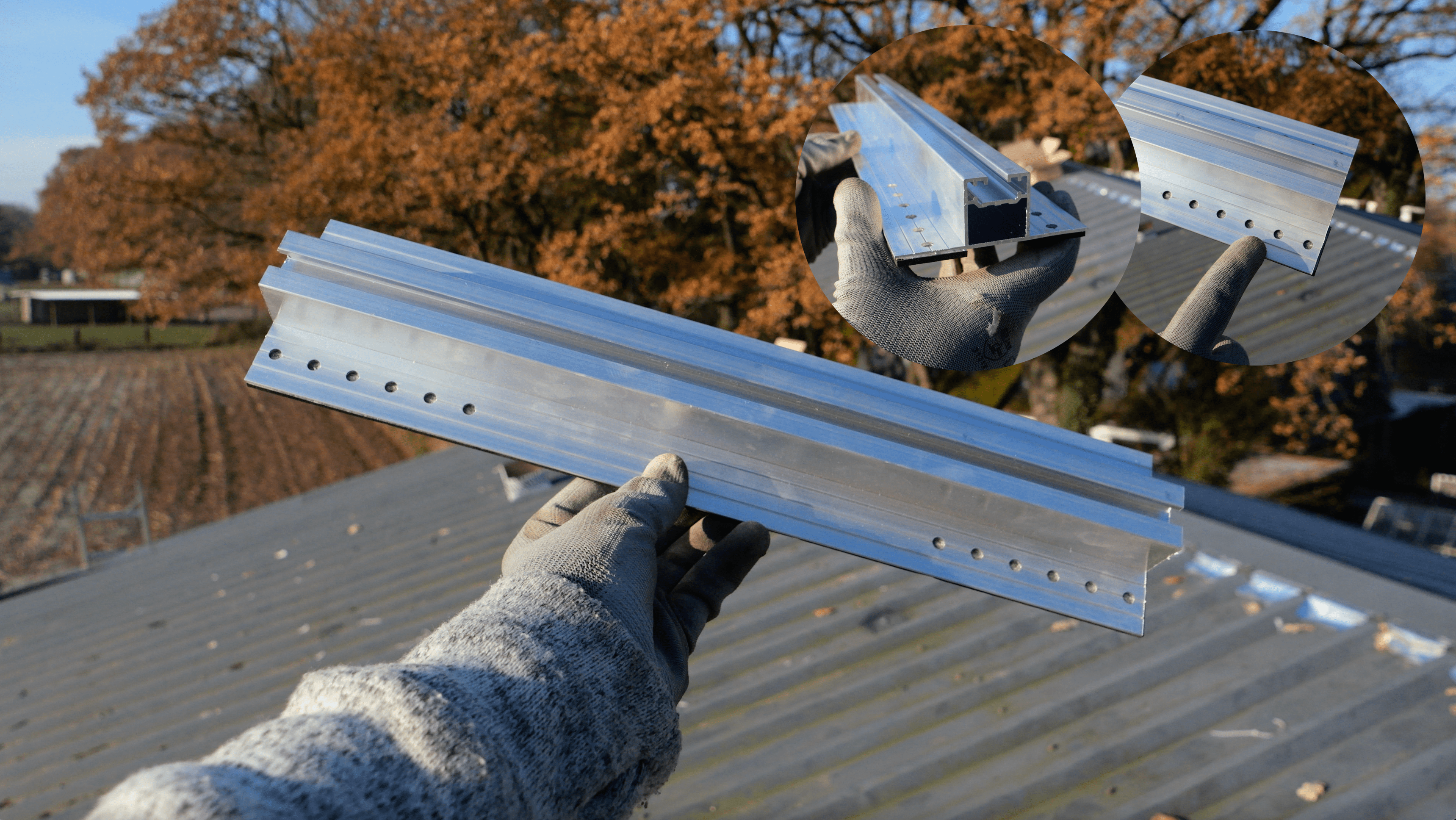 Balkonkraftwerk-Halterung — Trapezblech-Dach 4x PV-Module RH 30 mm