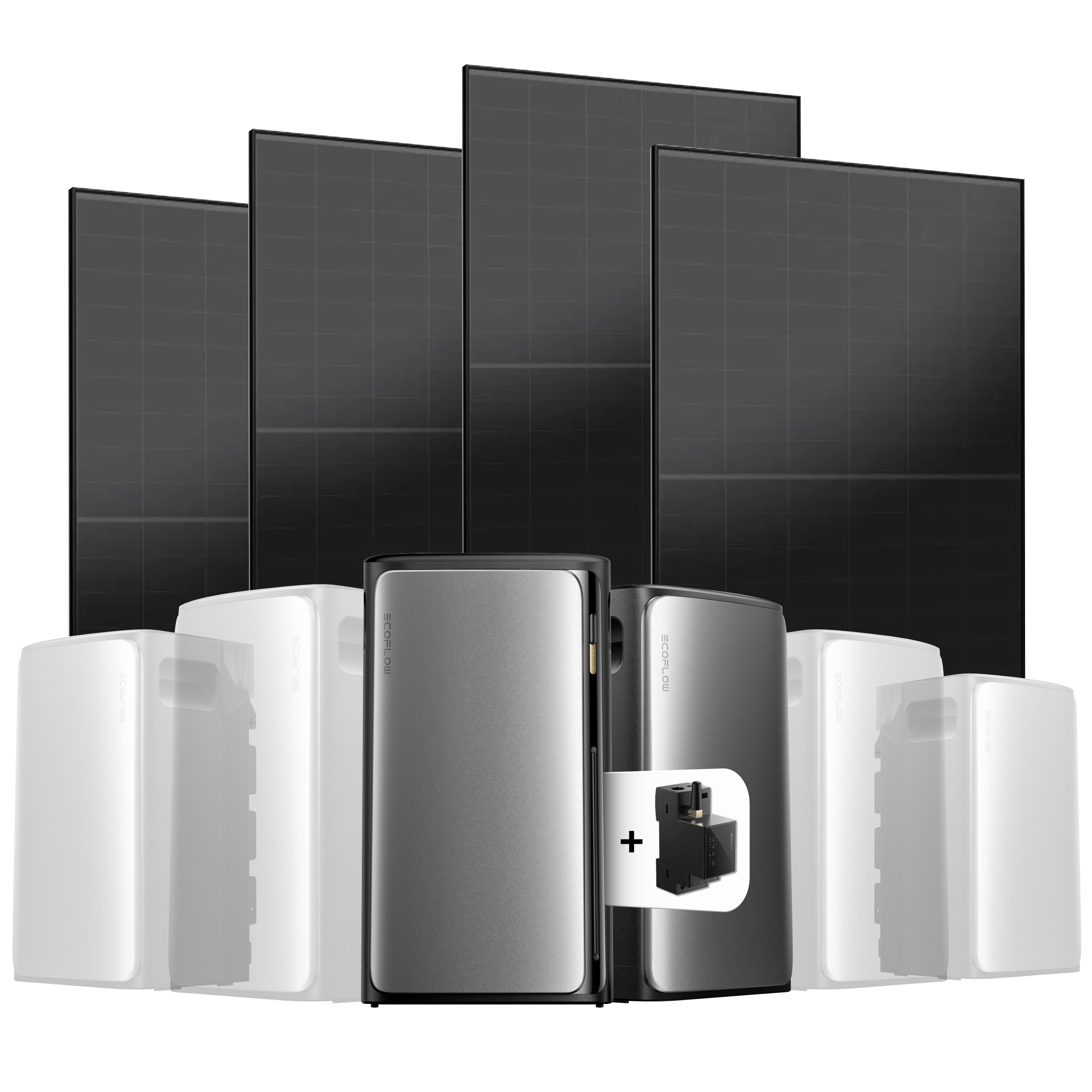 EcoFlow Stream Balkonkraftwerk Set 2000 Wp — Stream Ultra / 500 Wp (Full Black) / 4 Module / 3,84 kWh / mit EcoFlow Smart Meter