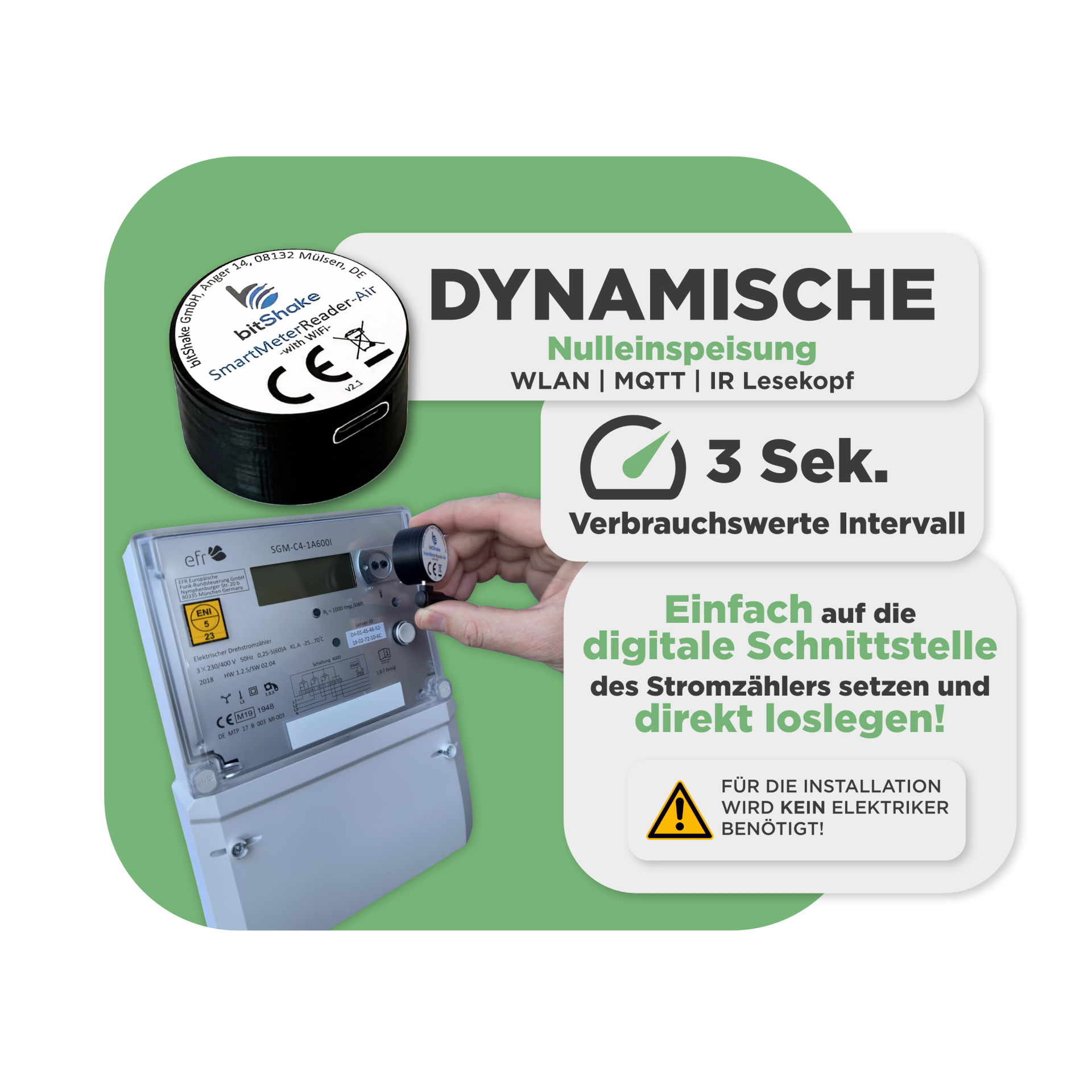 Sunlit Balkonkraftwerkspeicher — 8.600 Wh / mit IR Lesekopf (bitshake) / 2000 W (Deye-SUN-M) / 20 m Schuko Kabel / 10 x Trina 450 Wp Full Black