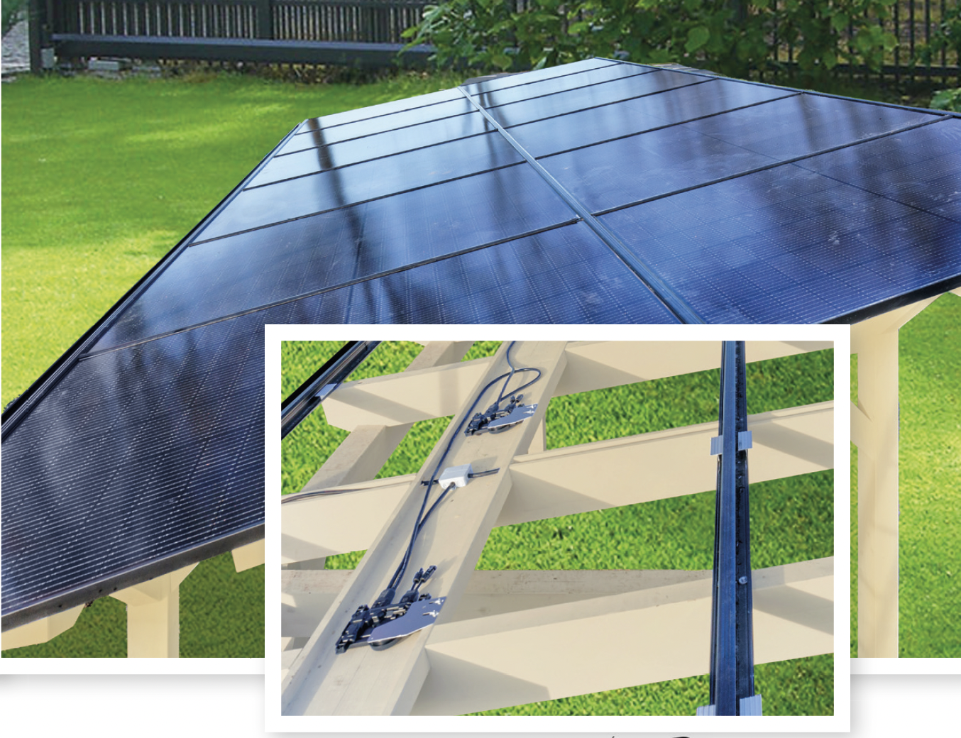 Solarcarport Komplettpaket — Premiumholz / ein Stellplatz (ca. 5 kWp) / 420 Wp Bifacial / 3,5 kWh