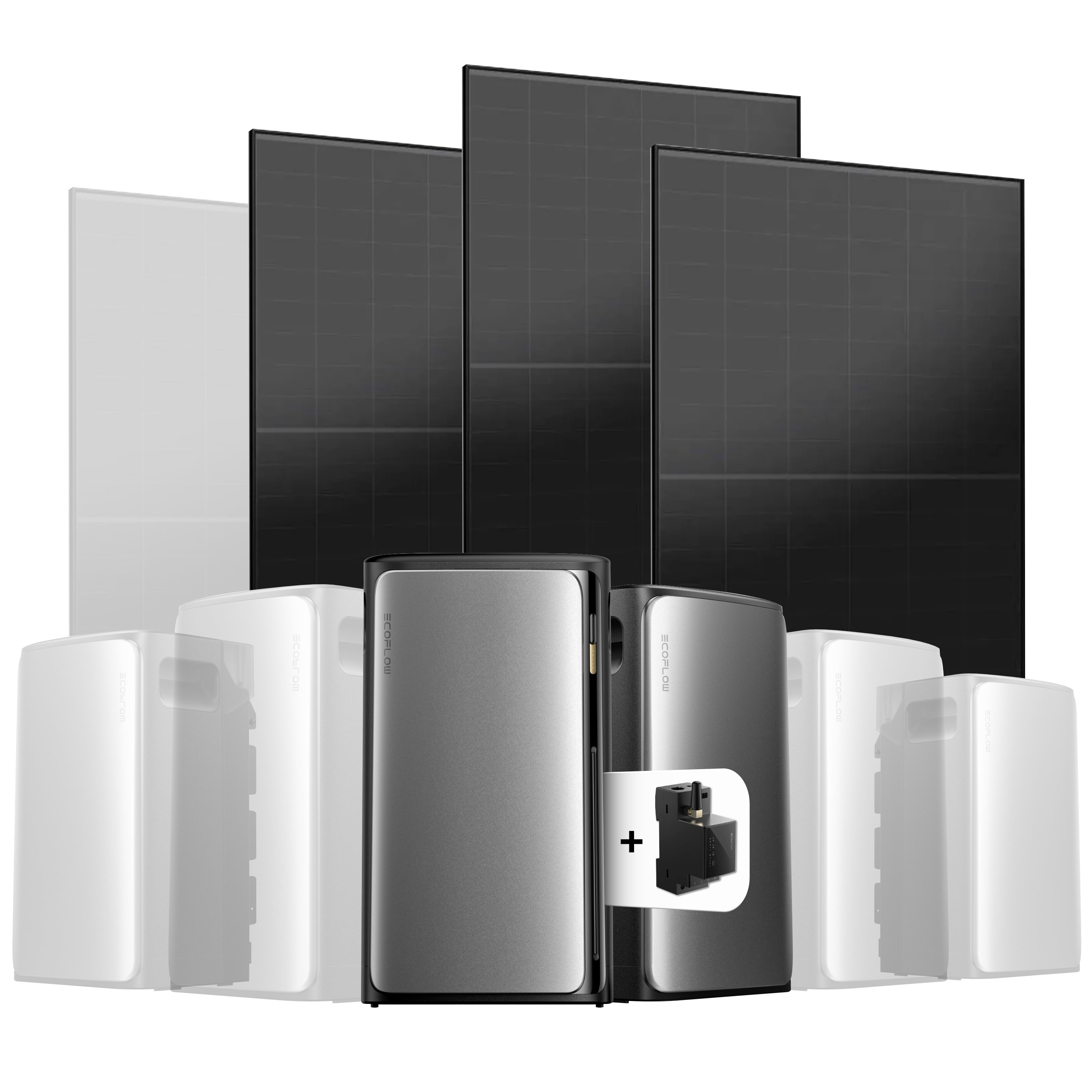 EcoFlow Stream Balkonkraftwerk Set 1500 Wp — Stream Ultra / 500 Wp (Full Black) / 3 Module / 3,84 kWh / mit EcoFlow Smart Meter