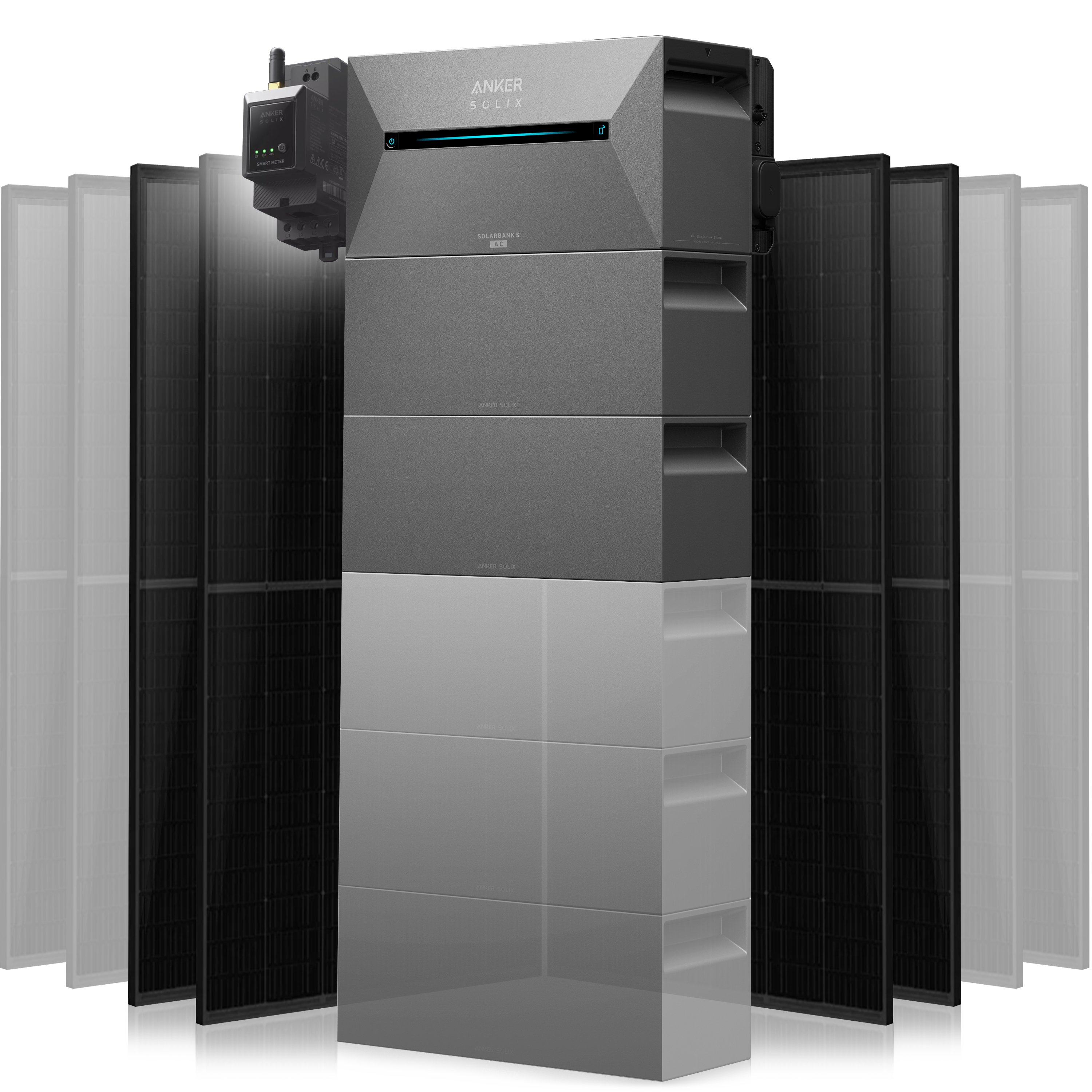 Anker Solix Solarbank 3 Pro Set 2000 Wp — 500 Wp (Full Black) / 4 Module / 8,1 kWh / mit Anker Smart Meter